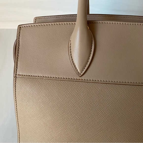 Prada Esplanade Saffiano City Calf Tote Bag Beige Small - Picture 9 of 15